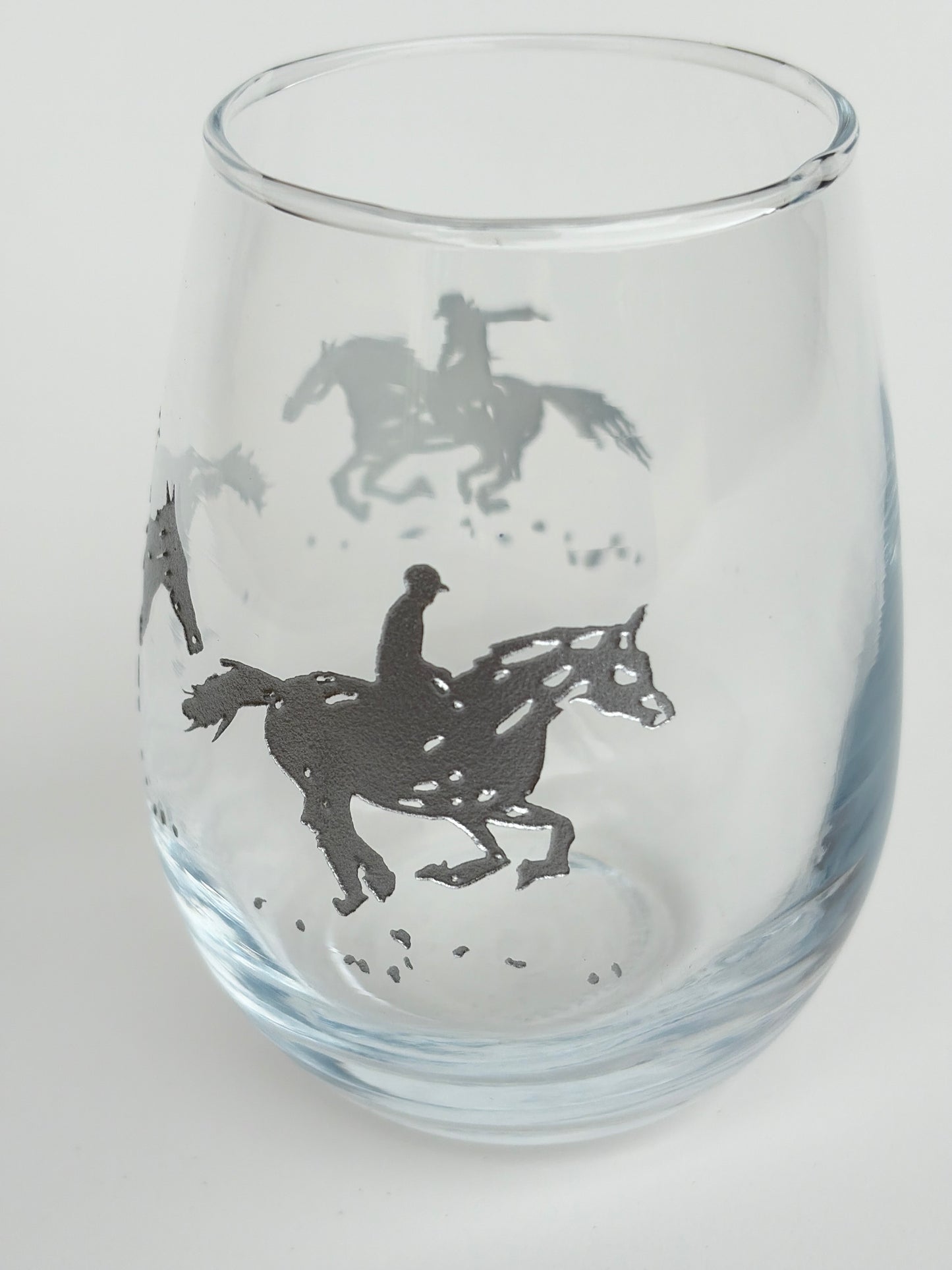 Horse Trot Stemless Wine Glass