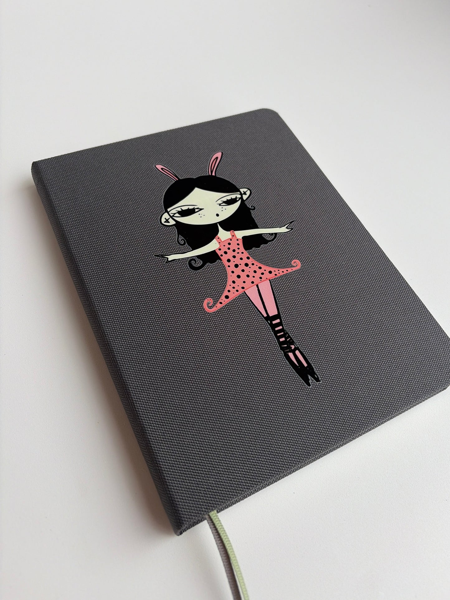 Grey Hardcover Bunny Girl Notebook