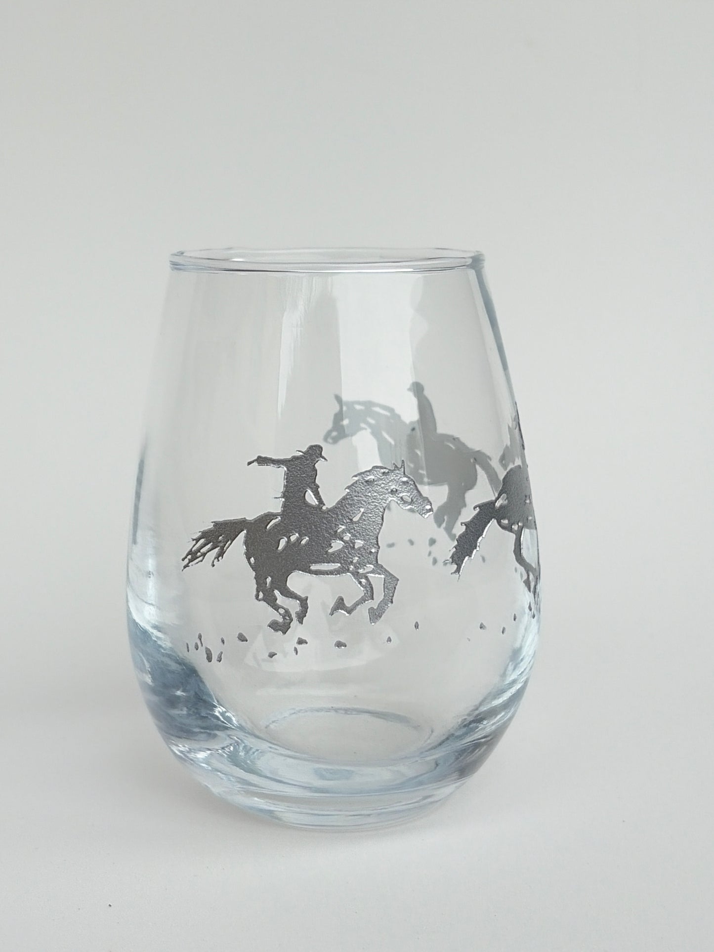 Horse Trot Stemless Wine Glass