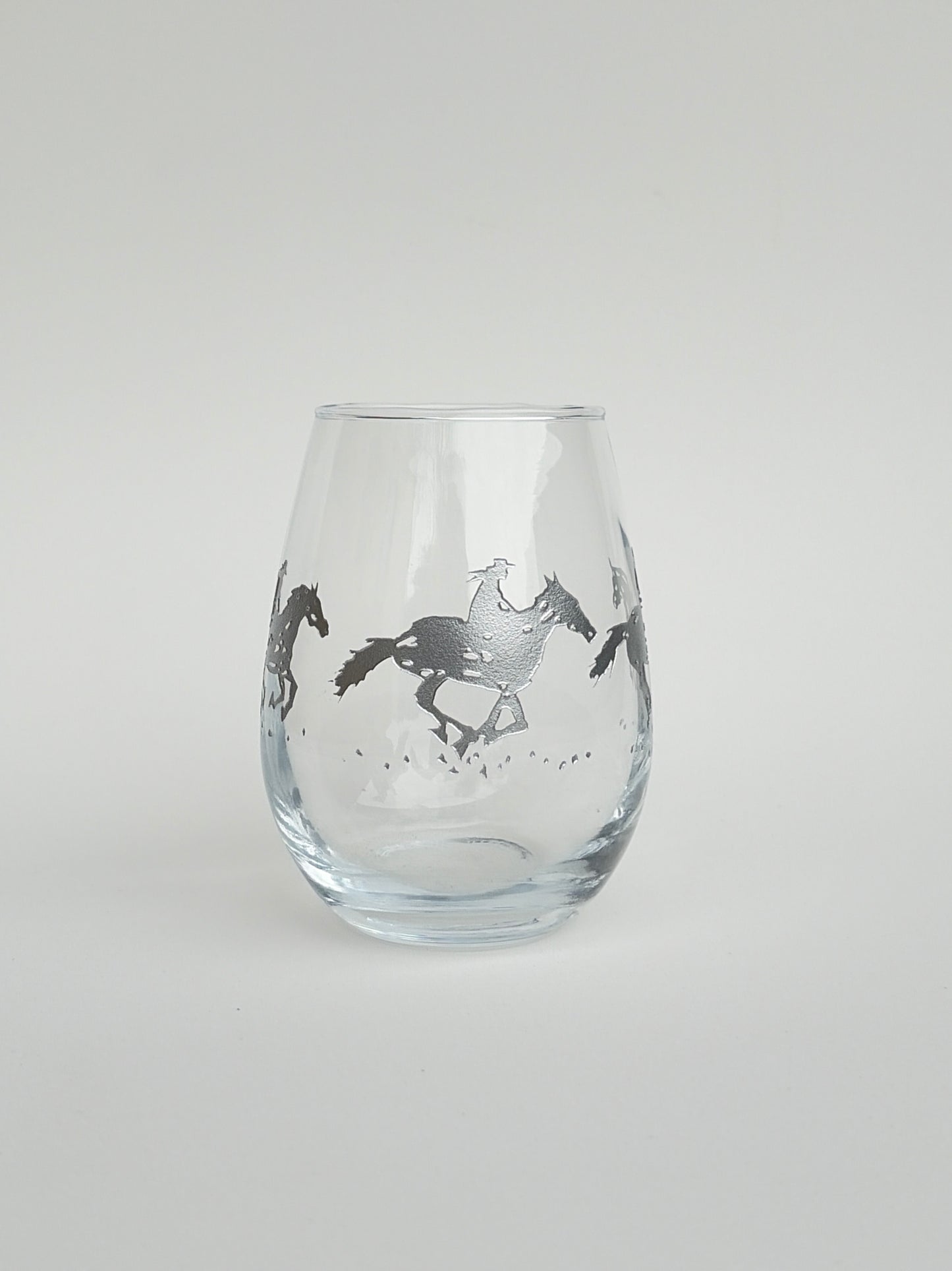 Horse Trot Stemless Wine Glass