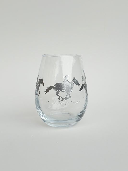 Horse Trot Stemless Wine Glass
