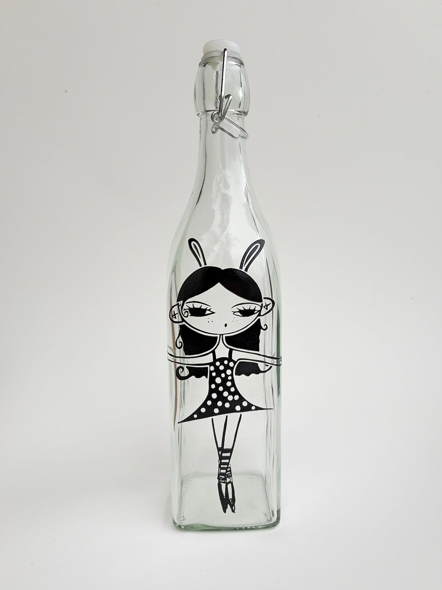 Bunny Ballerina Girl Glass Bottle