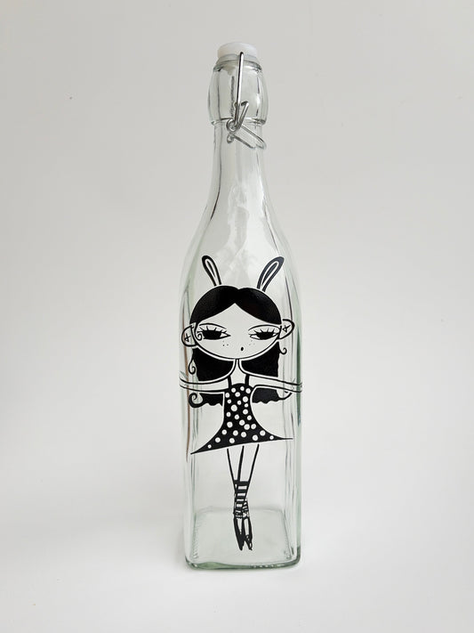 Bunny Ballerina Girl Glass Bottle
