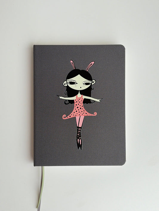 Grey Hardcover Bunny Girl Notebook