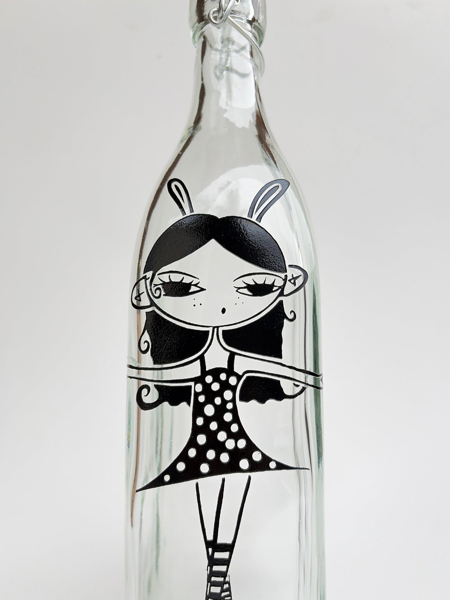 Bunny Ballerina Girl Glass Bottle